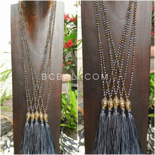 buddha head chrome gold tassel necklaces crystal beads fashion